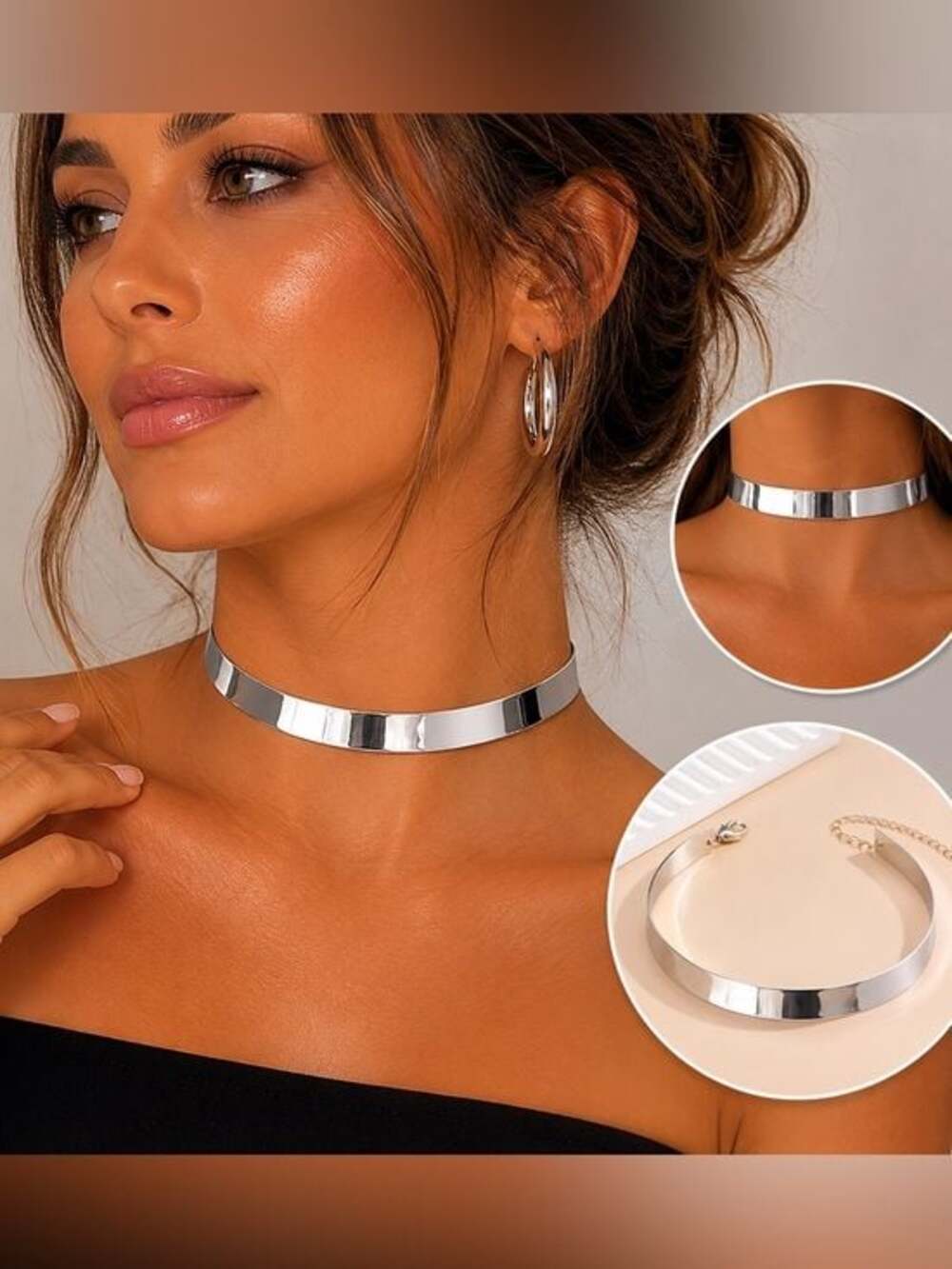 [COMING SOON] Minimalist Silver High-Polish Metal Choker Necklace for Women